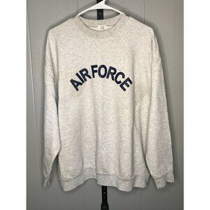 Vintage USAF Air Force Arch Heathered Gray Military Sweatshirt Men Size LG MEKE
